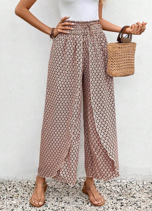 Tied Printed Wide Leg Pants - MimiStylez