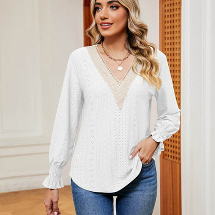 Contrast Flounce Sleeve Blouse - MimiStylez