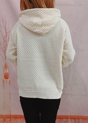 Drawstring Long Sleeve Hooded Sweater - MimiStylez