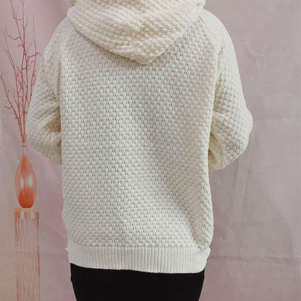 Drawstring Long Sleeve Hooded Sweater - MimiStylez
