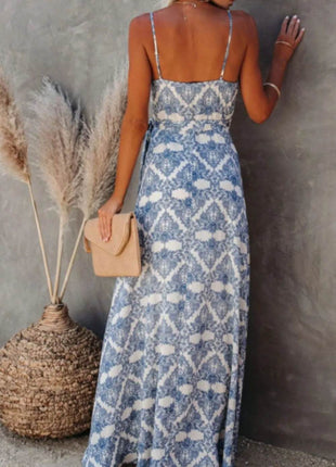 Printed Tied Maxi Cami Dress - MimiStylez