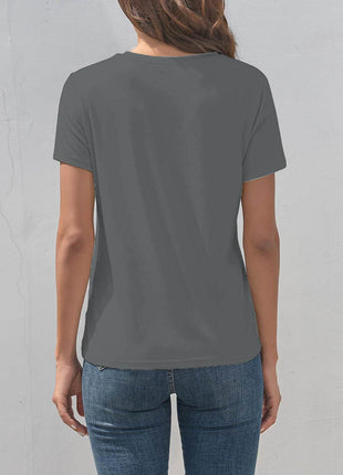 Graphic Round Neck Short Sleeve T-Shirt - MimiStylez