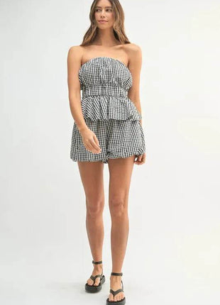 MABLE Gingham Tube Top and Shorts Set - MimiStylez