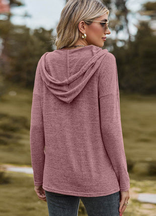 Drawstring Dropped Shoulder Hooded T-Shirt - MimiStylez