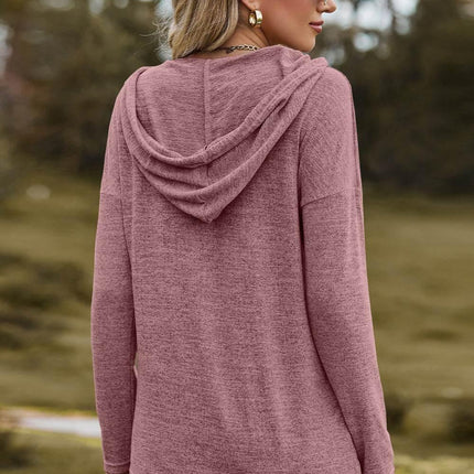 Drawstring Dropped Shoulder Hooded T-Shirt - MimiStylez