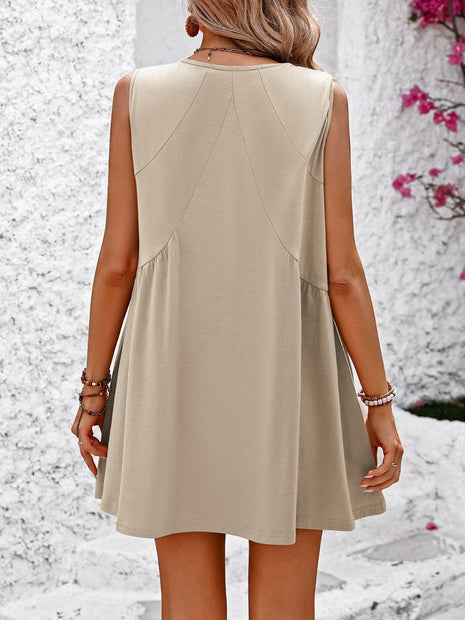 V-Neck Sleeveless Mini Dress - MimiStylez