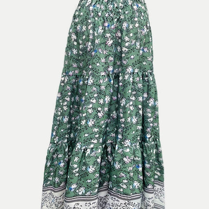 Full Size Tiered Printed Elastic Waist Skirt - MimiStylez
