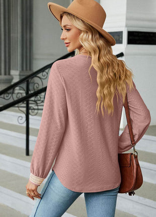 V-Neck Long Sleeve Blouse - MimiStylez