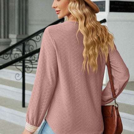 V-Neck Long Sleeve Blouse - MimiStylez
