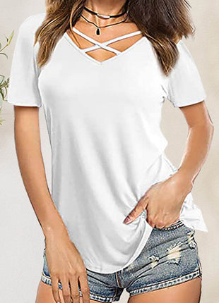Crisscross Short Sleeve T-Shirt - MimiStylez