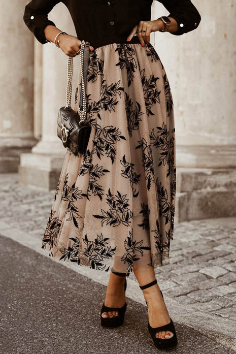 Embroidered High Waist Skirt - MimiStylez