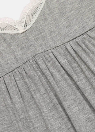 Lace Detail V-Neck Lounge Dress - MimiStylez