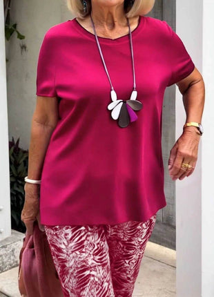 Full Size Round Neck Short Sleeve Top and Pants Set Plus Size - MimiStylez