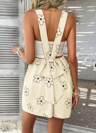 Devine Flower Wide Strap Overalls with Pockets - MimiStylez