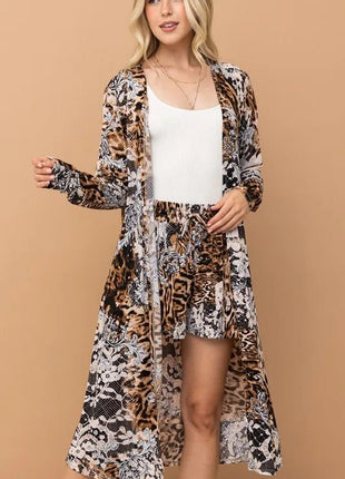 And The Why Animal Print Kimono and Shorts Set - MimiStylez