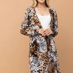 And The Why Animal Print Kimono and Shorts Set - MimiStylez