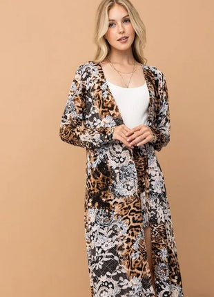 And The Why Animal Print Kimono and Shorts Set - MimiStylez
