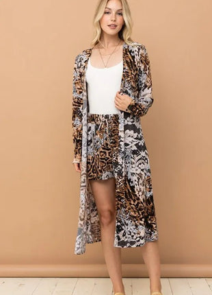 And The Why Animal Print Kimono and Shorts Set - MimiStylez