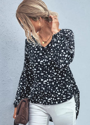 Animal Print V - Neck Blouse - MimiStylez
