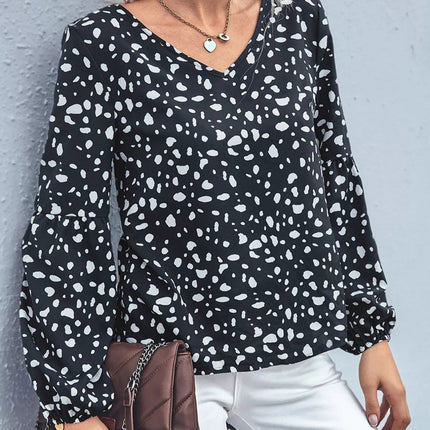 Animal Print V - Neck Blouse - MimiStylez