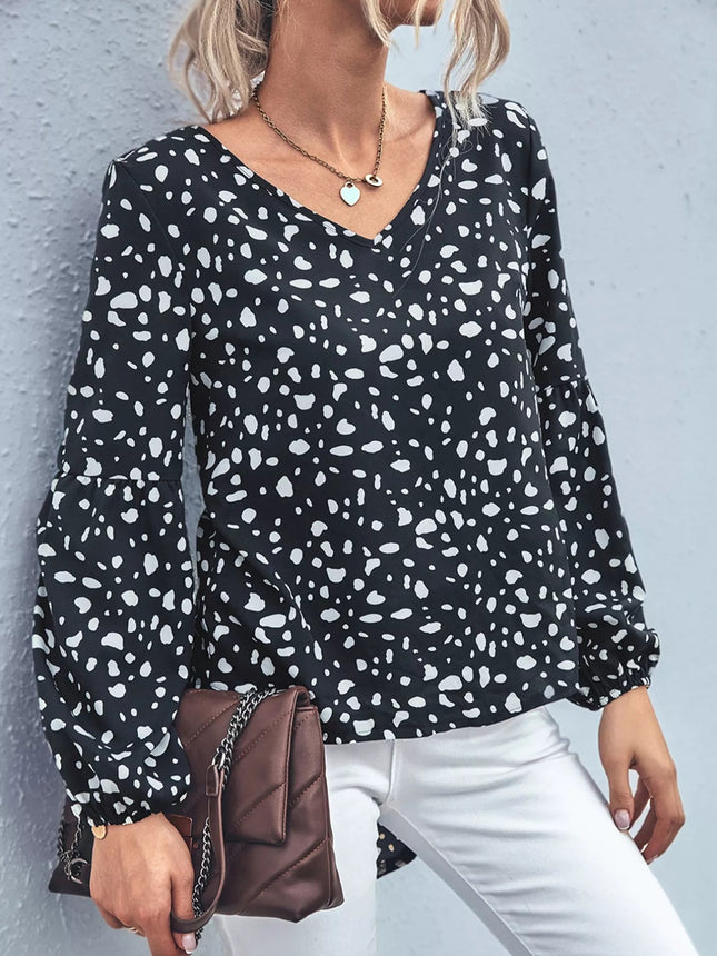 Animal Print V - Neck Blouse - MimiStylez