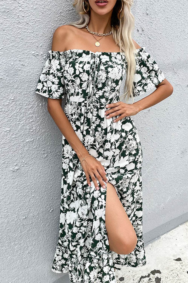 Floral Slit Off-Shoulder Midi Dress - MimiStylez