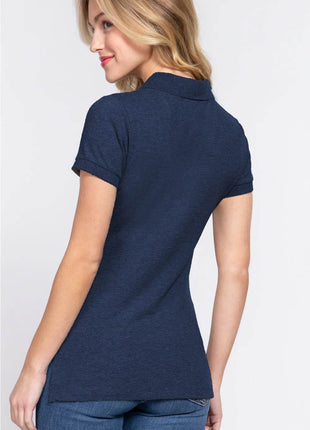ACTIVE BASIC Full Size Classic Short Sleeve Polo Top - MimiStylez