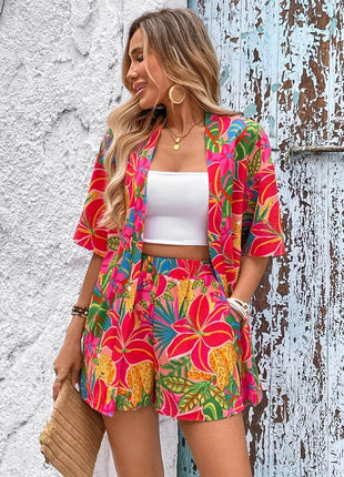 Printed Half Sleeve Top and Shorts Set - MimiStylez