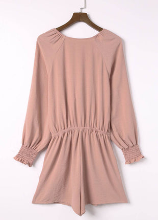 Tied Flounce Sleeve Plunge Romper - MimiStylez