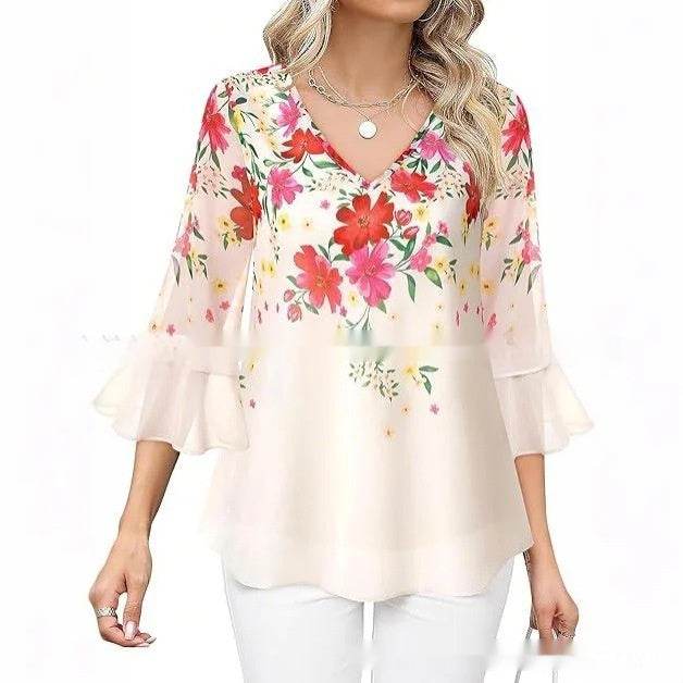 Women's Casual Top Pleated Sleeve - MimiStylez