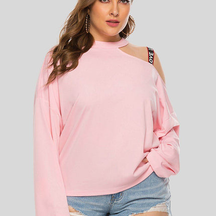 Plus Size Cold-Shoulder Round Neck Blouse - MimiStylez