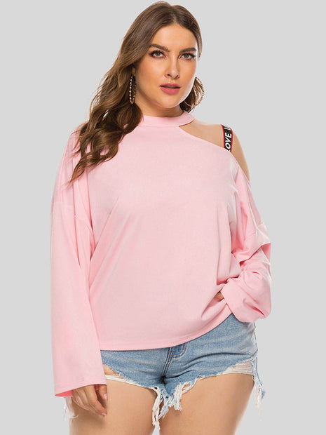 Plus Size Cold-Shoulder Round Neck Blouse - MimiStylez