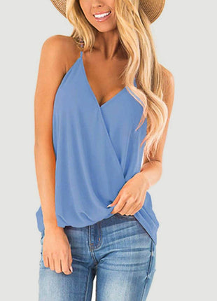 Full Size Surplice Spaghetti Strap Top - MimiStylez