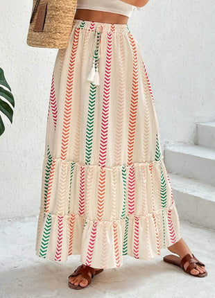 Frill Printed Maxi Skirt - MimiStylez