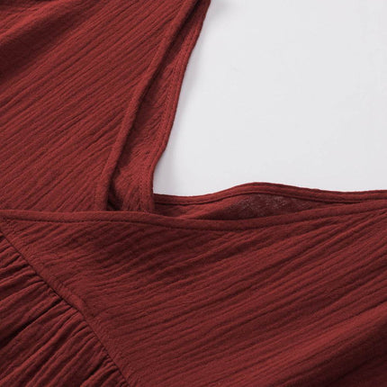 Dropped Shoulder V-Neck Blouse - MimiStylez