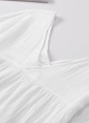 Dropped Shoulder V-Neck Blouse - MimiStylez