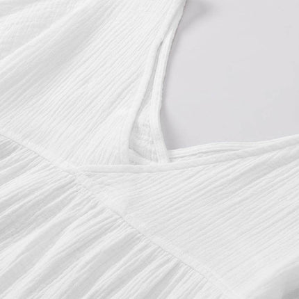 Dropped Shoulder V-Neck Blouse - MimiStylez