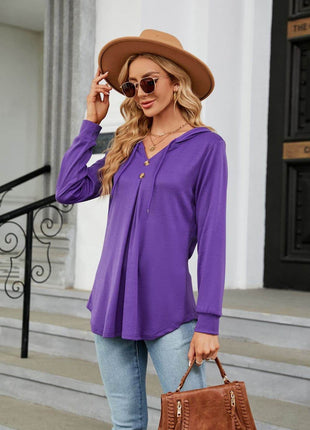 Long Sleeve Hooded Blouse - MimiStylez