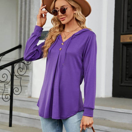 Long Sleeve Hooded Blouse - MimiStylez