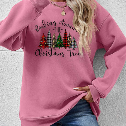 Christmas Tree Graphic Round Neck Sweatshirt - MimiStylez