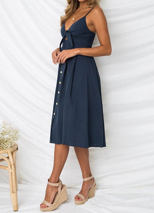 Cutout Smocked Sweetheart Neck Cami Dress - MimiStylez