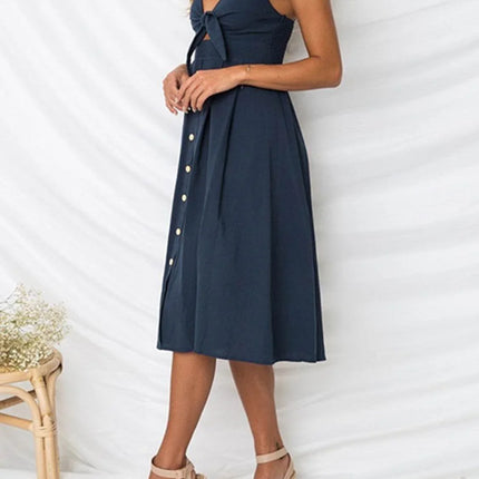 Cutout Smocked Sweetheart Neck Cami Dress - MimiStylez