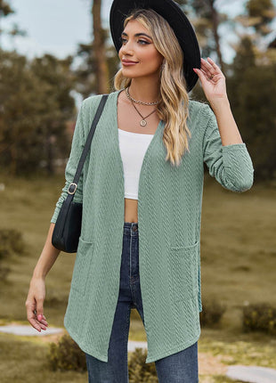 Open Front Long Sleeve Cardigan - MimiStylez