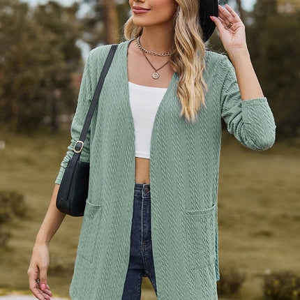 Open Front Long Sleeve Cardigan - MimiStylez