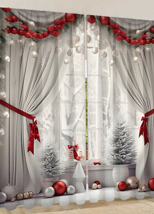 2PCs European Curtain Christmas Series