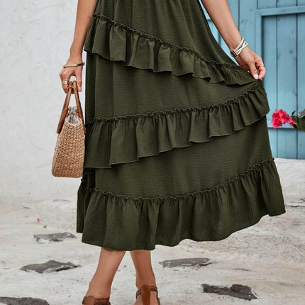 Ruffled Elastic Waist Midi Skirt - MimiStylez
