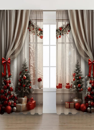 2PCs European Curtain Christmas Series