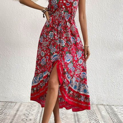 Bohemian Decorative Button Spaghetti Strap Dress - MimiStylez