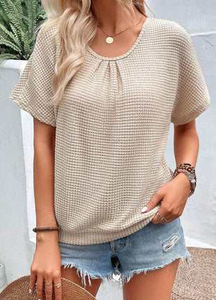 Round Neck Short Sleeve T-Shirt - MimiStylez