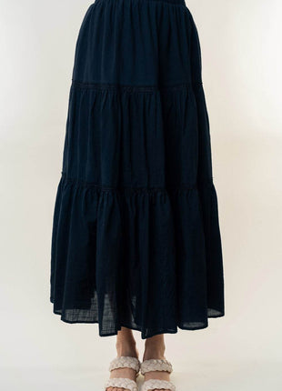 White Birch High Waisted Tiered Maxi Skirt - MimiStylez